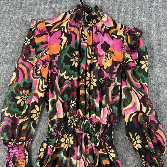 Misa Los Angeles Dress XS Gianna Floral Mini Groove Retro Multicolor Artsy Boho - Picture 8 of 16